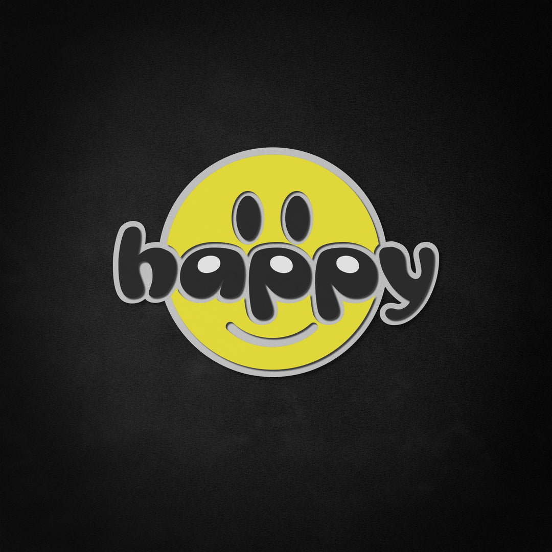 "Sonrisa, Happy LETRAS" Neon Like