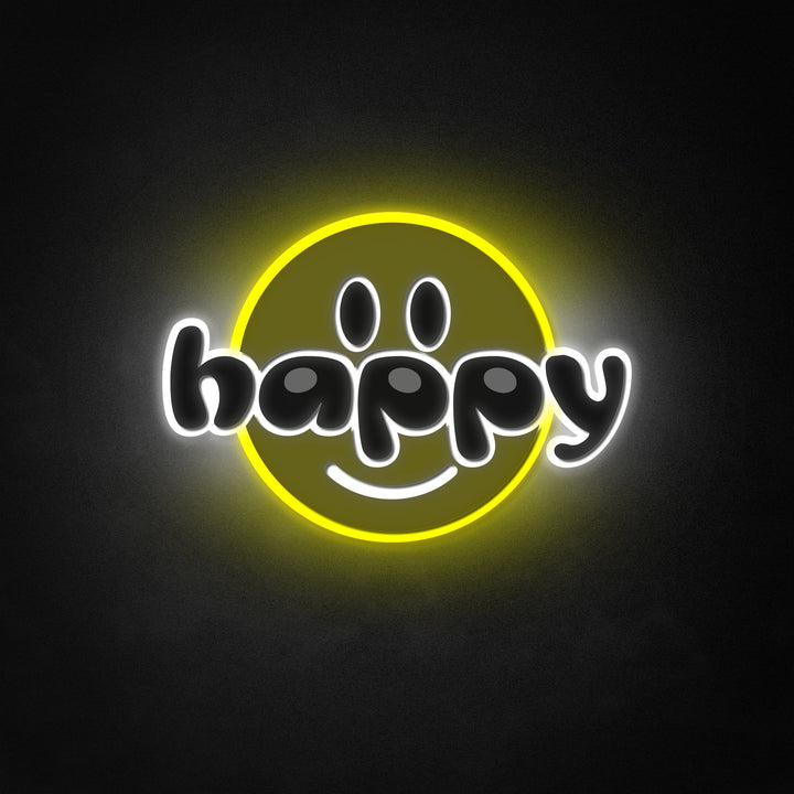 "Sonrisa, Happy LETRAS" Neon Like