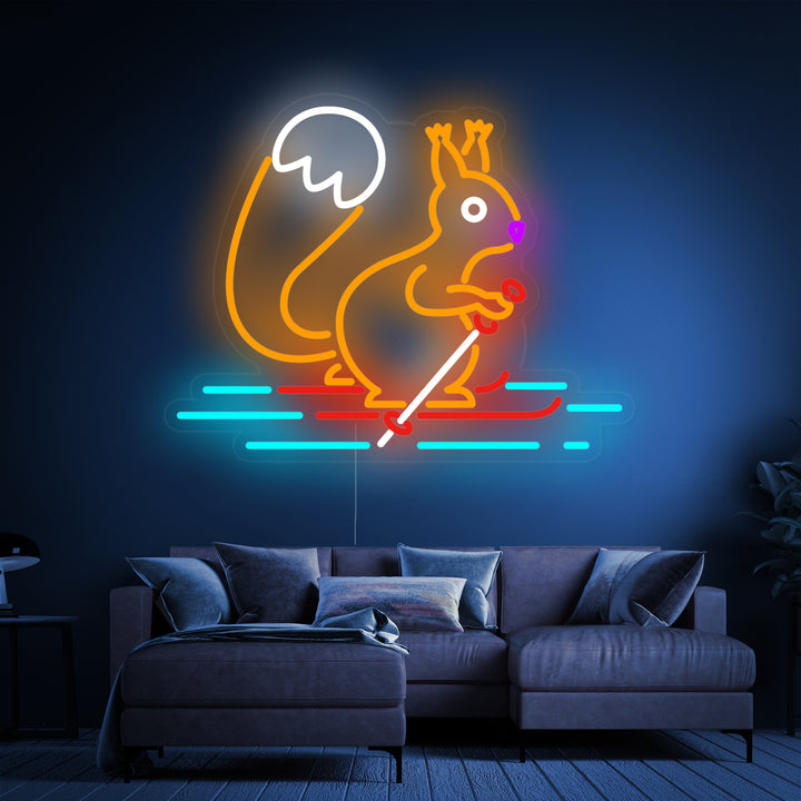 "Ardilla Esquiando" Letreros Neon