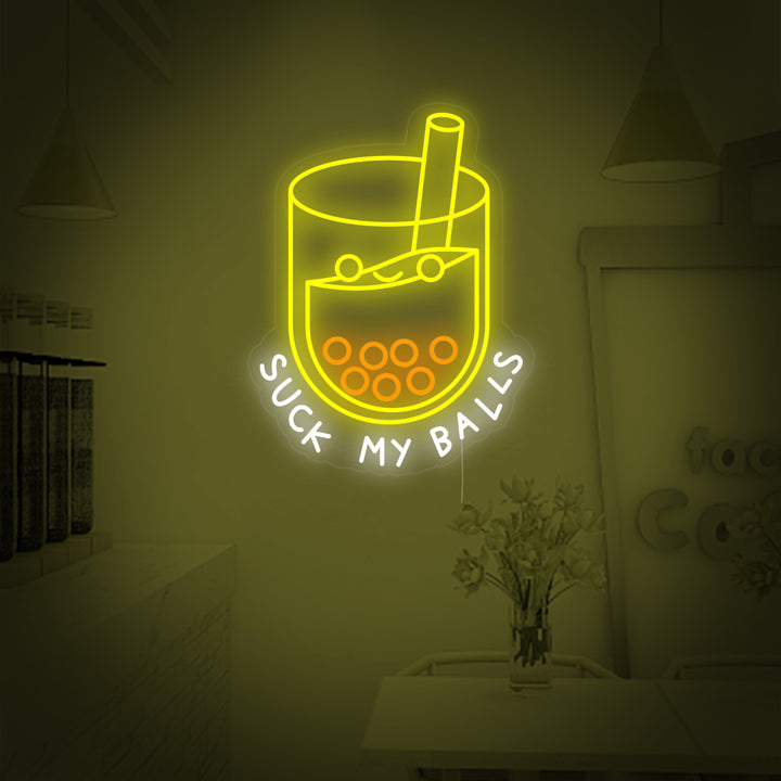 "Suck my balls, Té de boba, amantes del boba" Letreros Neon