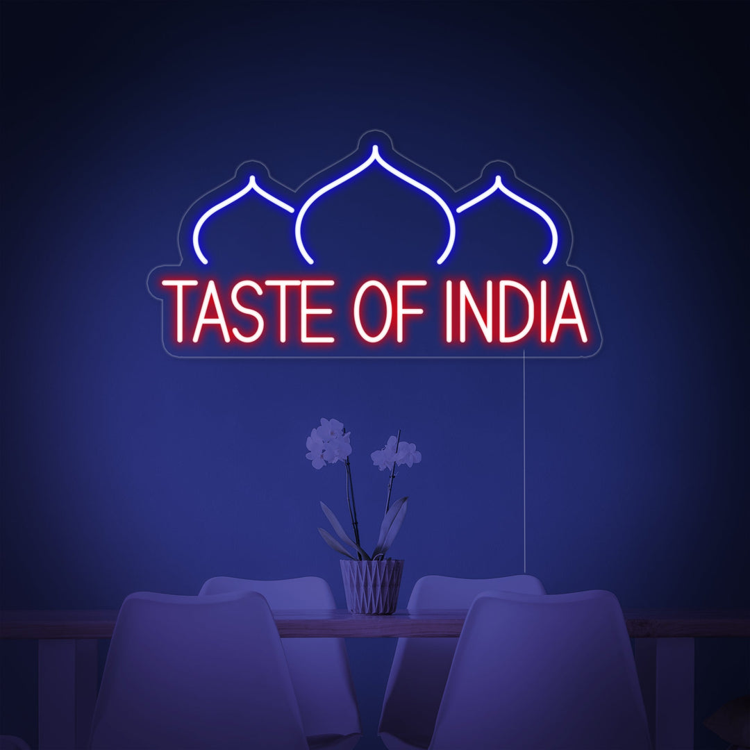 "TASTE OF INDIA, Restaurante, cebolla" Letreros Neon