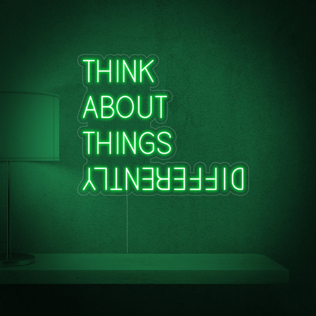 "Think About Things Differently" Letreros Neon