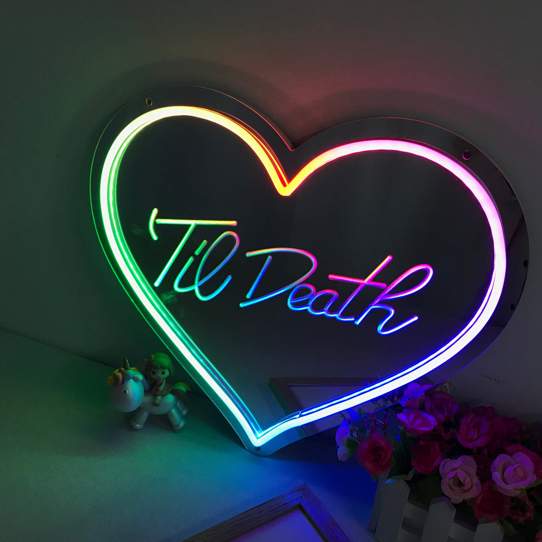 "Till Death, Cambio De Color Soñador" Espejo con Letreros Neon