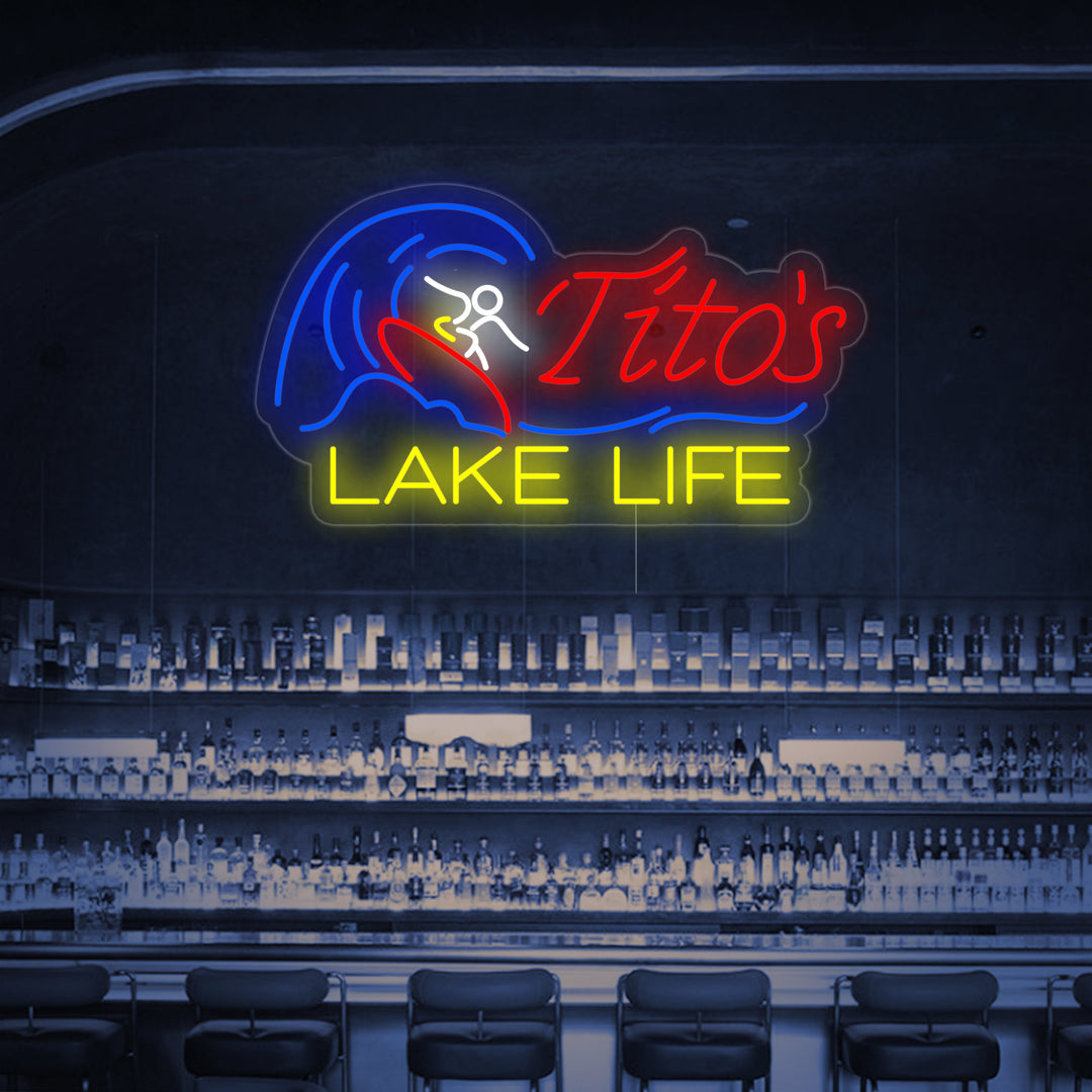 "Bar De Cerveza Titos Lake Life" Letreros Neon