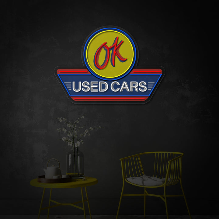 "Used Cars, logotipo de servicio automático" Letrero de neón LED impreso con UV