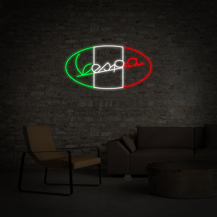"Vespa Italian Motorcycle Logo" Letreros Neon