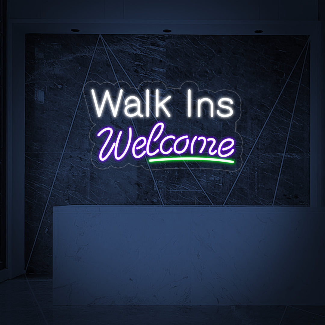 "Walk Ins Welcome" Letreros Neon