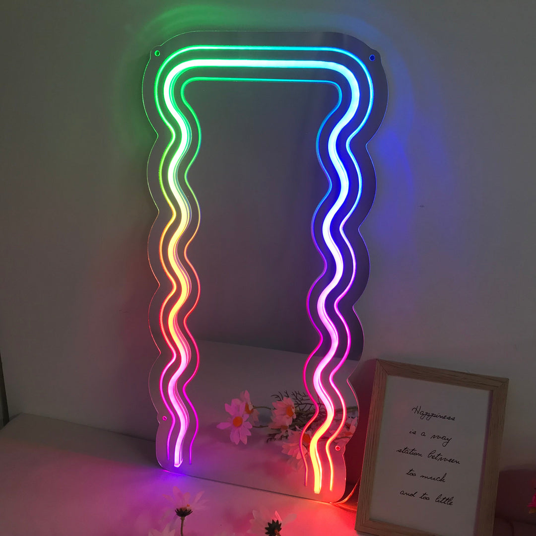 "Ondulado, Cambio De Color Soñador" Espejo con Letreros Neon