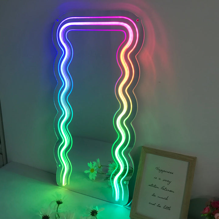 "Ondulado, Cambio De Color Soñador" Espejo con Letreros Neon