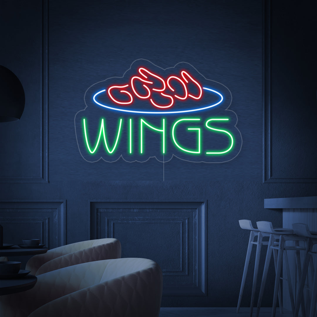 "Wings, Comida" Letreros Neon