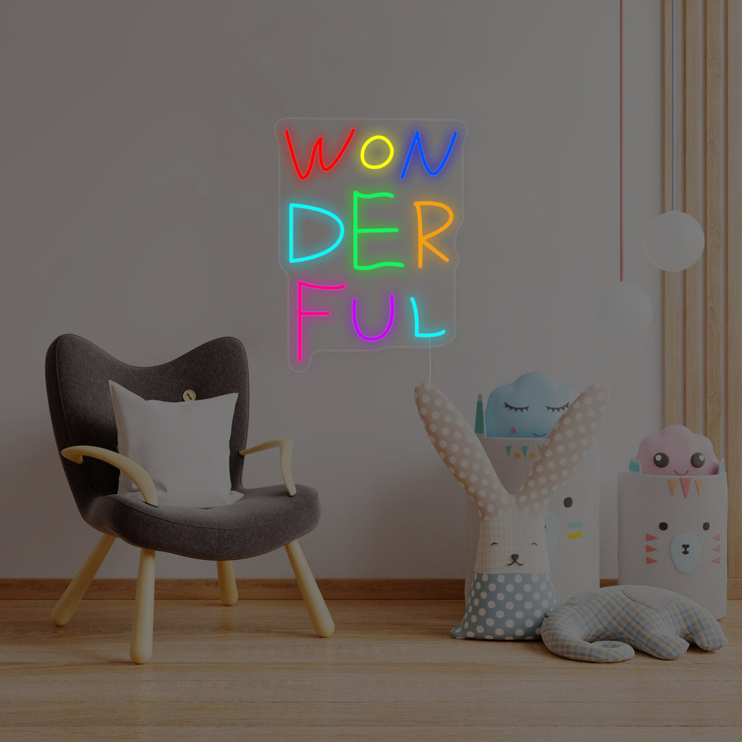 "Wonderful, Decoracion De Habitaciones Infantiles" Letreros Neon