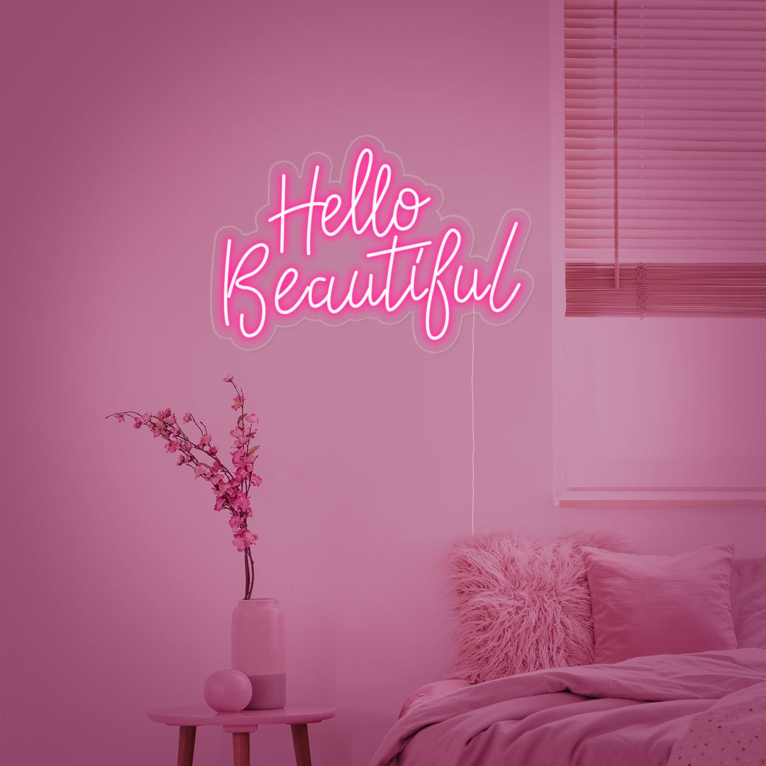 "Hello Beautiful" Letreros Neon